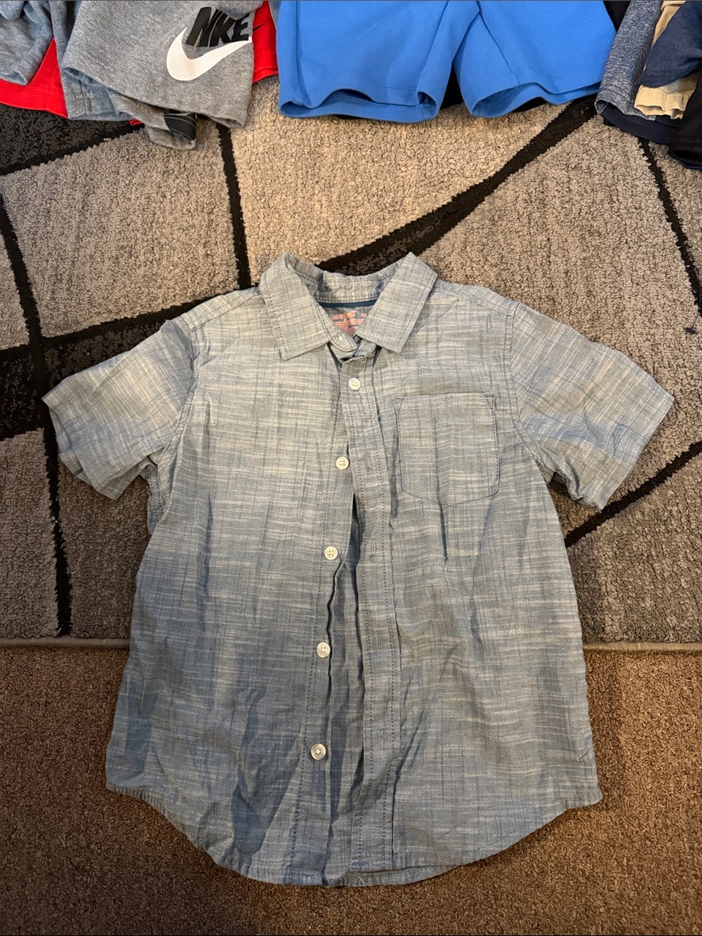 Cat & Jack Light Blue Short-Sleeve Button-Down Shirt